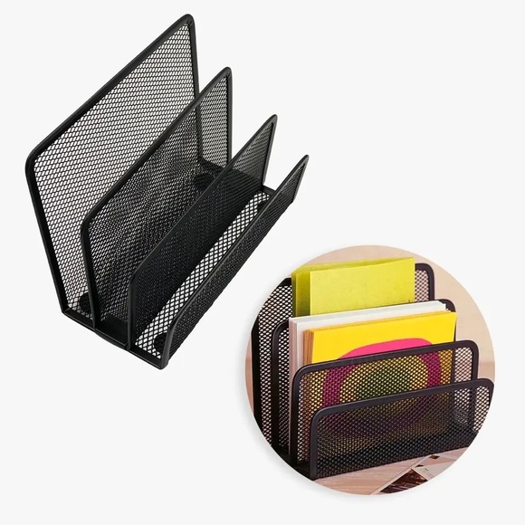 Home Office Store Stationery Black Metal Case Holder Mesh Bookend File Organizer - Picture 2 of 6